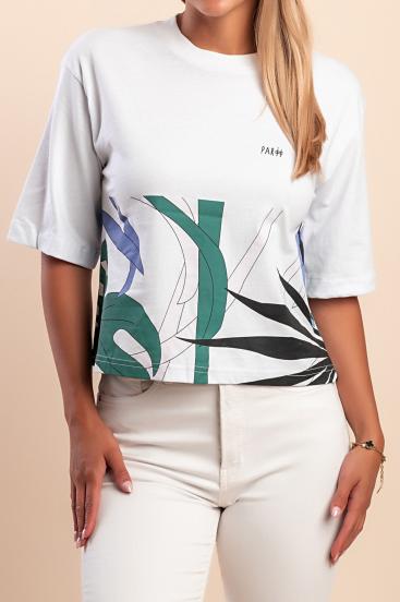 Tricou din bumbac cu imprimeu, alb