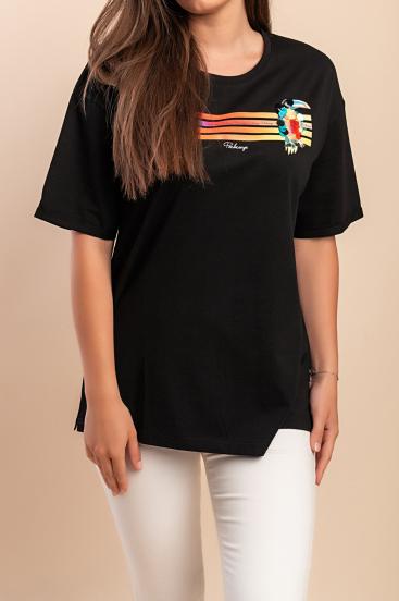 Tricou din bumbac cu imprimeu, negru