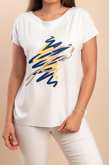 Tricou imprimat, alb