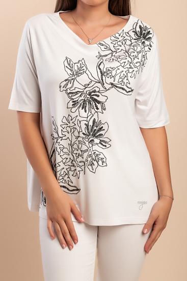 Tricou imprimat, alb