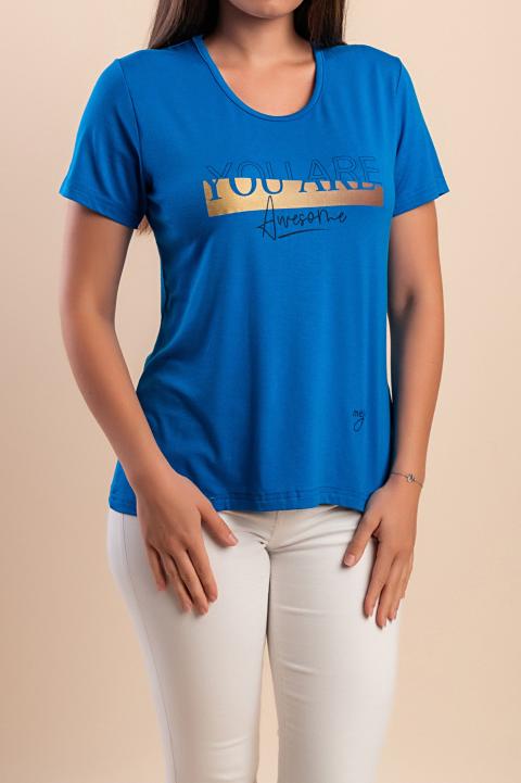 Tricou cu imprimeu, albastru