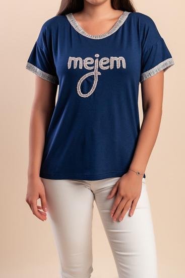 Tricou cu imprimeu, albastru închis