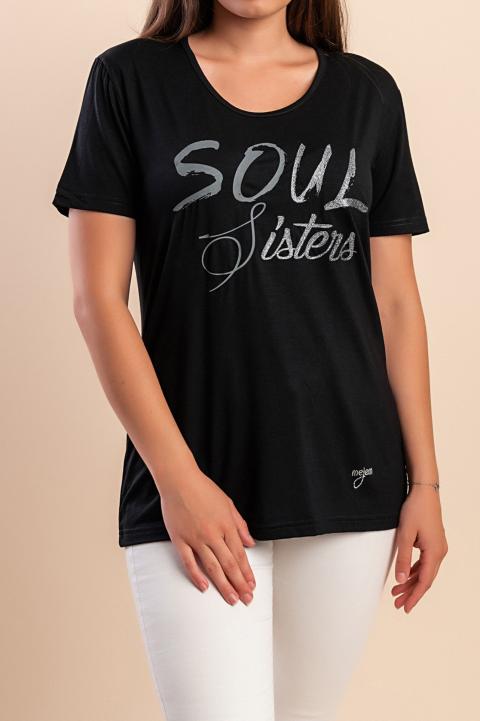 Tricou cu imprimeu, negru
