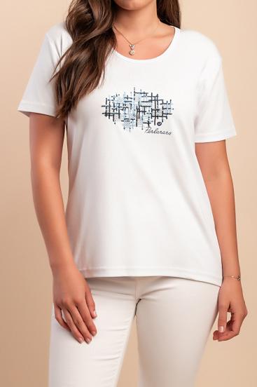 Tricou din bumbac cu imprimeu, alb