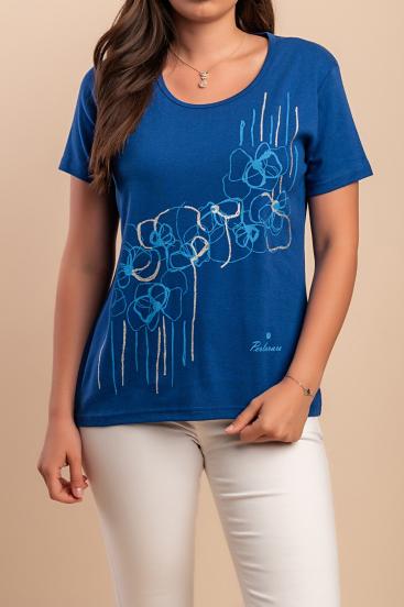 Tricou din bumbac cu imprimeu, albastru regal
