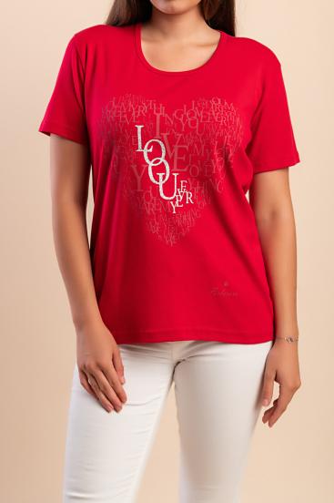 Tricou din bumbac cu imprimeu, roșu