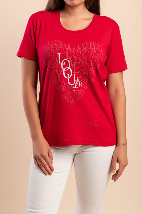 Tricou din bumbac cu imprimeu, roșu