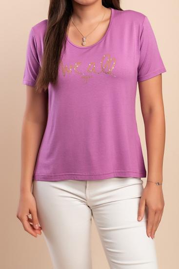 Tricou imprimat din viscoză, violet
