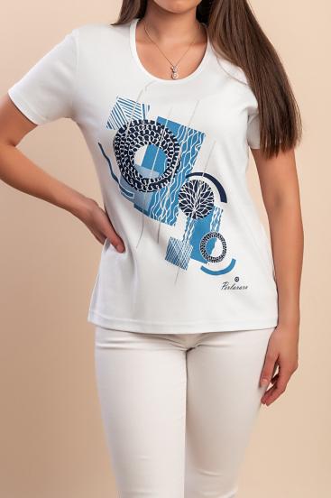 Tricou imprimat, alb