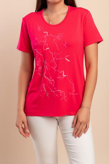 Tricou din bumbac cu imprimeu, roz