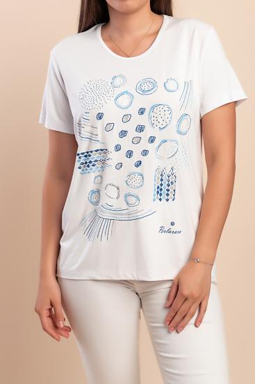 Tricou din bumbac cu imprimeu, alb