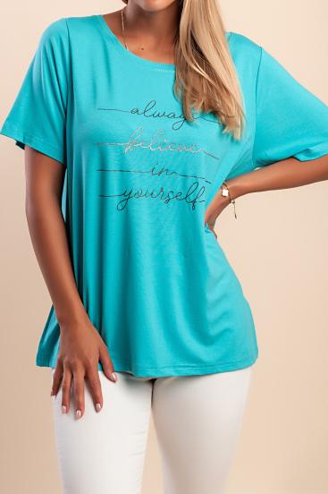Tricou cu imprimeu, turcoaz