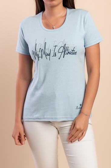 Tricou din bumbac cu imprimeu, albastru deschis