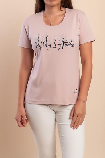 Tricou din bumbac cu imprimeu, roz deschis