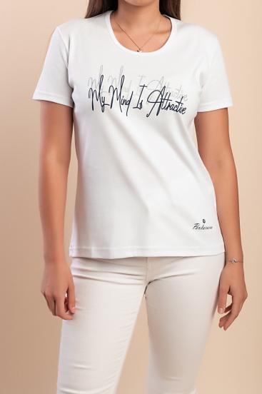 Tricou din bumbac cu imprimeu, alb