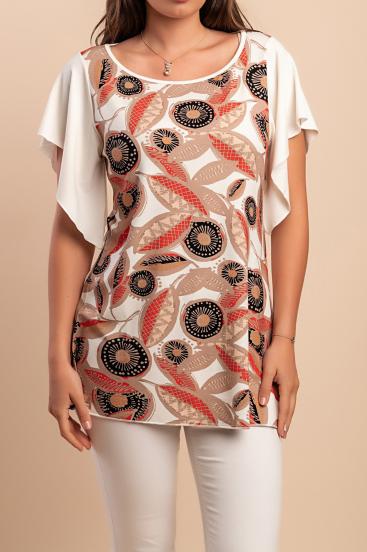 Tricou imprimat, bej