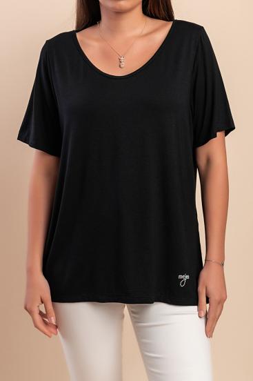 Tricou cu guler rotund, negru