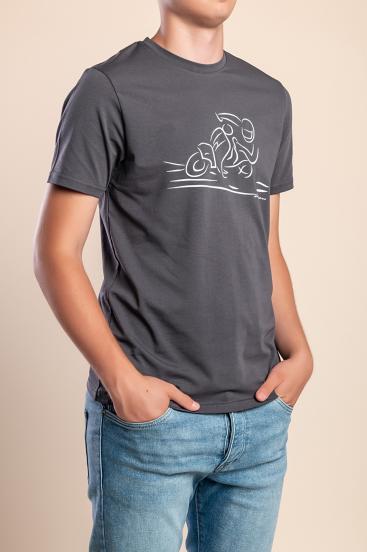 Tricou bărbătesc din bumbac cu imprimeu, gri