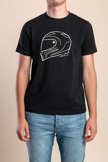 Tricou bărbătesc din bumbac cu imprimeu, negru