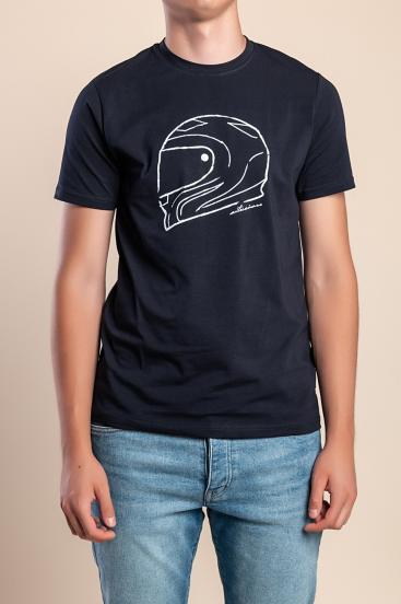 Tricou bărbătesc din bumbac cu imprimeu, albastru închis