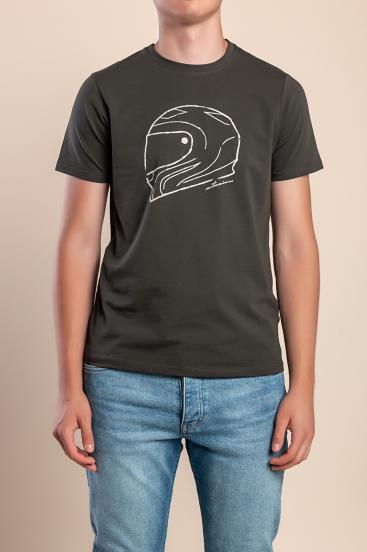 Tricou bărbătesc din bumbac cu imprimeu, măsliniu