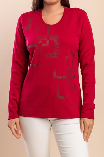 Tricou cu mânecă lungă, vișiniu