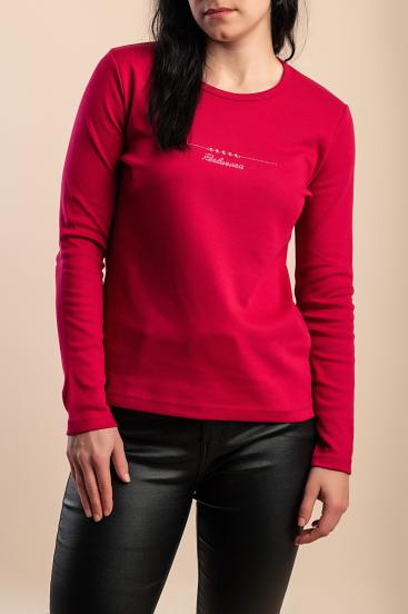 Top din bumbac cu detaliu decorativ, burgundy