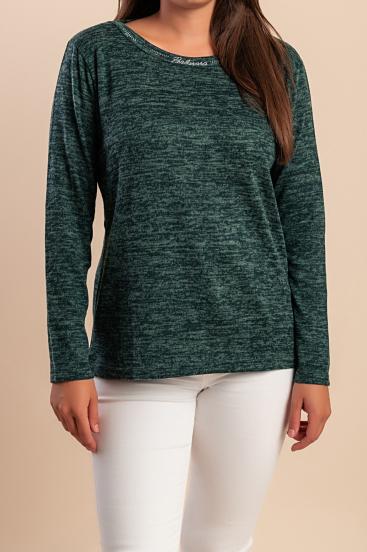 Pulover cu detaliu decorativ, verde