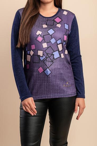 Pulover imprimat, violet