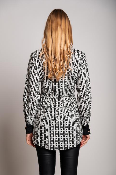 Rochie cămașă cu imprimeu geometric Cerra, crem