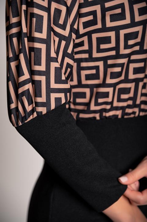 Rochie mini eleganta cu imprimeu geometric Lenta, neagra