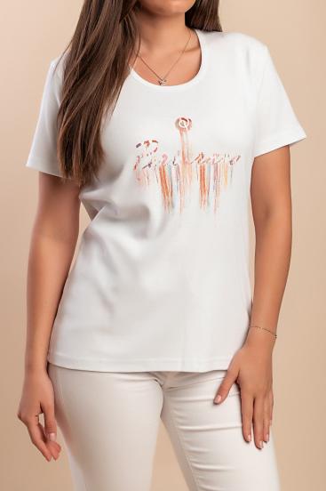 Tricou din bumbac cu imprimeu, alb