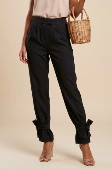 Pantaloni eleganți lungi cu talie înaltă, negri