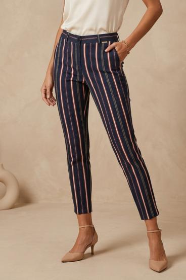 Pantaloni eleganți lungi cu dungi, albaștri