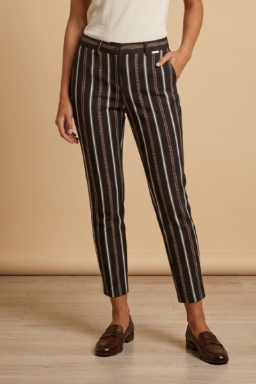 Pantaloni eleganți lungi cu dungi, negri