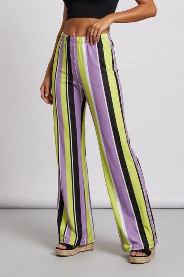 Pantaloni eleganți lungi cu dungi, verzi