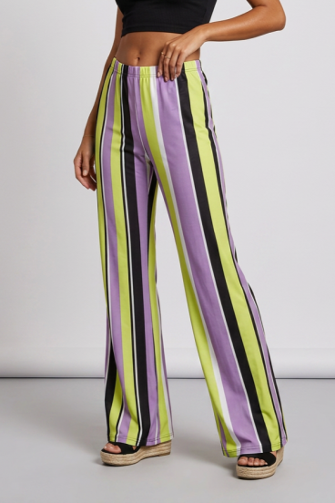 Pantaloni eleganți lungi cu dungi, verzi