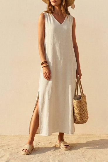 Rochie maxi lejeră din viscoză, bej