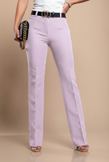 Pantaloni eleganți lungi cu picioare drepte, liliac prăfuit