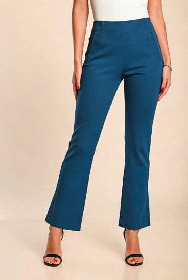 Pantaloni eleganți cu tiv evazat, albastru regal