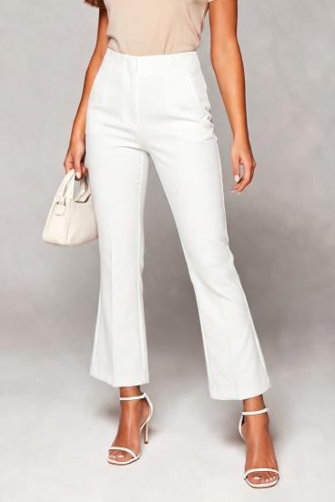 Pantaloni eleganți cu tiv evazat, albi