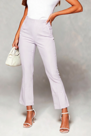 Pantaloni evazați eleganți, liliac prăfuit