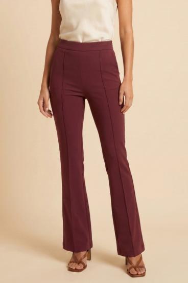 Pantaloni lungi cu talie înaltă și evazați, burgundy