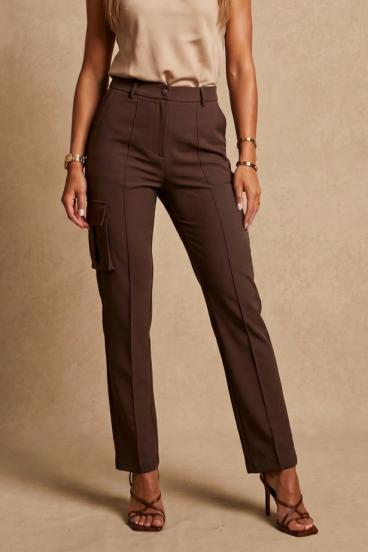 Pantaloni cargo cu buzunare, maro