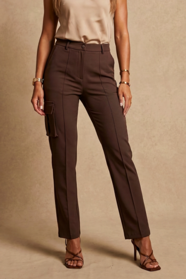 Pantaloni cargo cu buzunare, maro
