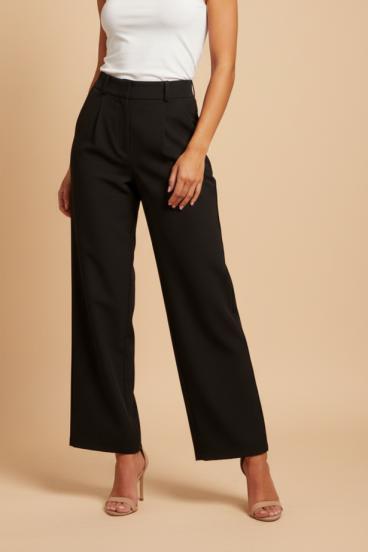 Pantaloni eleganți cu talie elastică, negri