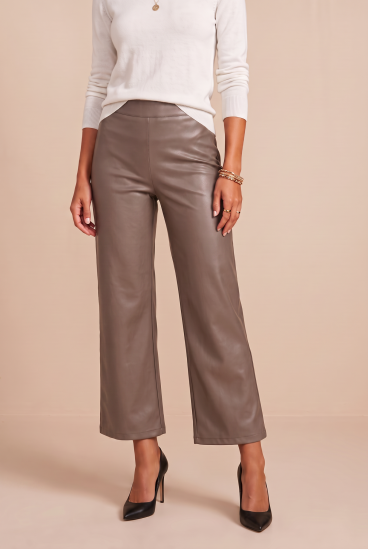 Pantaloni din piele ecologică, maro