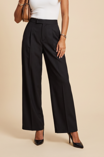 Pantaloni eleganți largi „Signature Wide”, negri