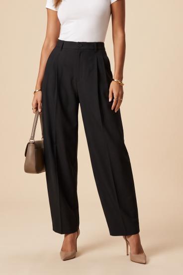 Pantaloni Eleganți Tip "Tailored Barrel", Negri