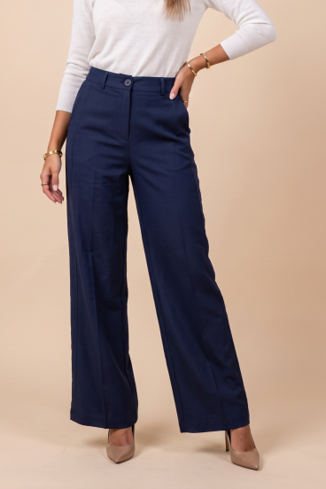 Pantaloni eleganți drept, albastru închis